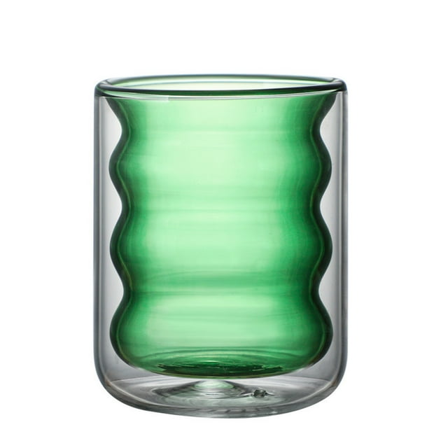 Scald Lovely Double Glass Milk Coffee Cup with Round Mouth
