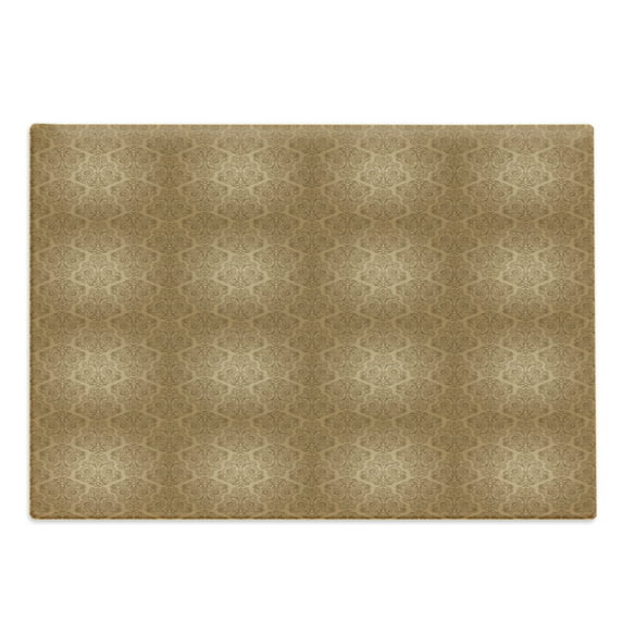Abstract Cutting Board, Floral Pattern with Strokes Dots and Curves Composition Retro, Decorative Tempered Glass Cutting and Serving Board, in 3 Sizes, by Ambesonne