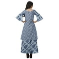 thumbnail image 2 of Moomaya Printed High Low Crop Top Kurti Palazzo Set Ethnic Indian Clothing Set For Womens, 2 of 9