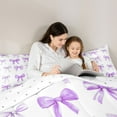 thumbnail image 4 of Feelyou Dreamy Purple Bow-tie Bedding Comforter Set 7pcs, Teen Kid Girl Queen Bedding Sets, 4 of 8