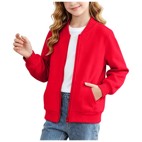 WUSUOWEI Baby boy girls Zip Up Jacket Solid Cardigan Soft Fleece Long Sleeve Casual Outerwear with Side Pockets for Boys Girls Spring Fall 14-15 Years