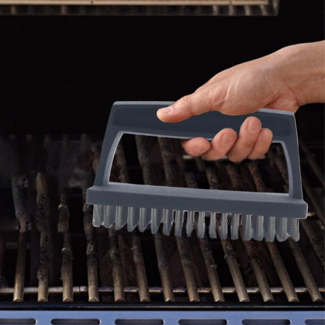 Cepillo para Limpieza de Parrilla de Barbacoa | Herramienta Multifuncional Plana para BBQ con Cabezal Abrasivo | Mango de Plástico | Efectivo para Parrillas, Hornos y Rejillas | Uso Exterior | 1