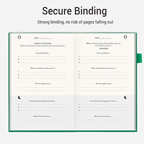 The Gratitude Journal: Inspire Thankfulness, Mindfulness, Positivity, Happiness,Upgraded with Pen Holder, Inner Pocket & Elastic Closure Band (Earth Green)