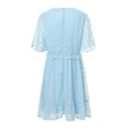 thumbnail image 4 of SAYOO , vestido de chifón de verano para mujer, vestido informal de media manga con cuello en V y estampado de puntos de Color sólido para fiesta SAYOO  Moda, 4 of 9