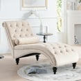 KINFFICT Velvet Chaise Lounge Indoor, Tufted lounge chair with Wood