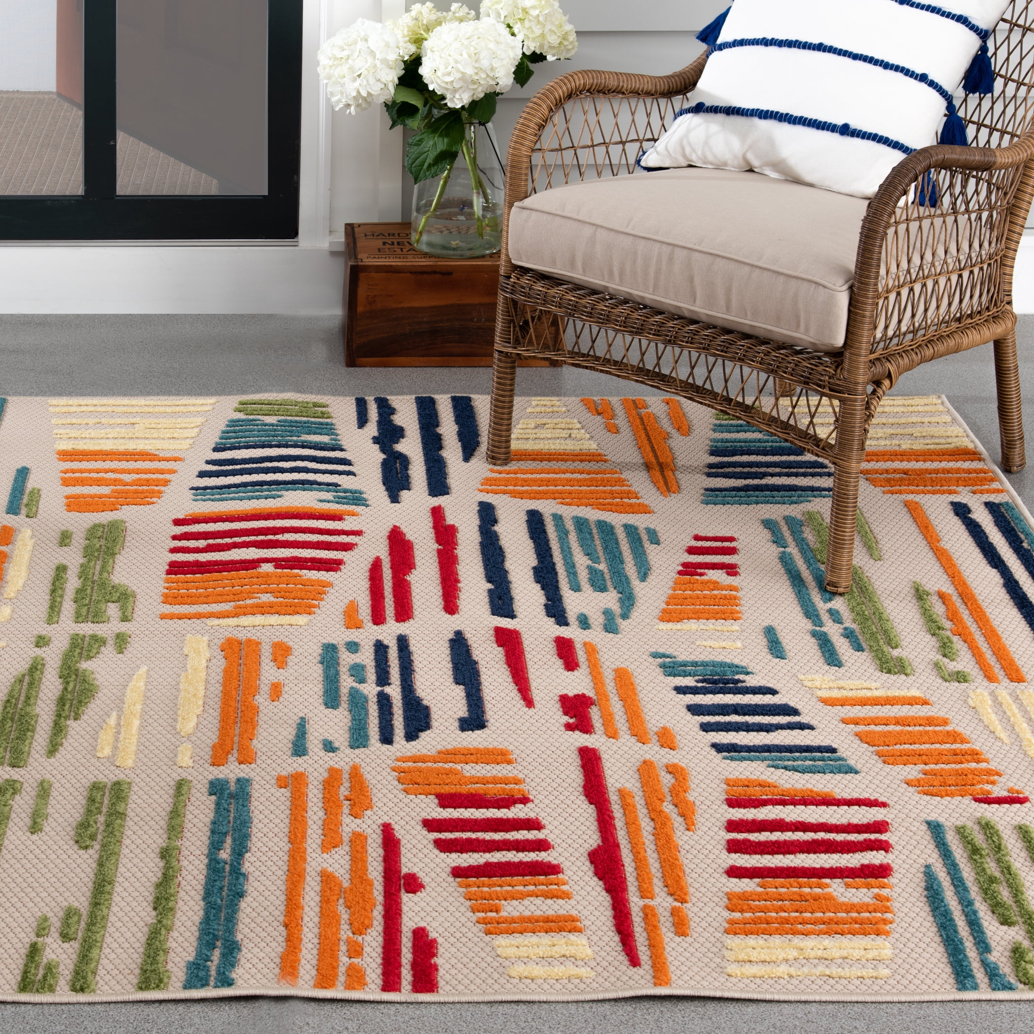 Loomaknoti Fontana Parkia 9' x 12' Geometric Indoor/Outdoor Area Rug , Cream/Red