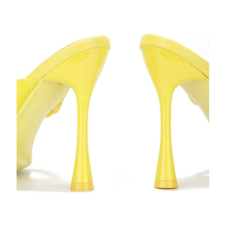 Cape Robbin TIBI Bright Yellow Thong Flip Flop Mules High Heel