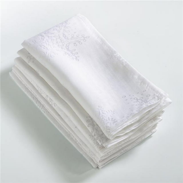 SARO 8000.W20S Serviettes de Table Carrées 20 Po. Design Flocon de Neige Blanc - Ensemble de 4
