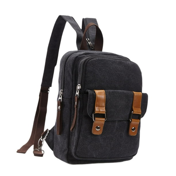 Mochila de viaje con compartimentos de lona multiusos, gran capacidad, para viajes al aire libre. negro