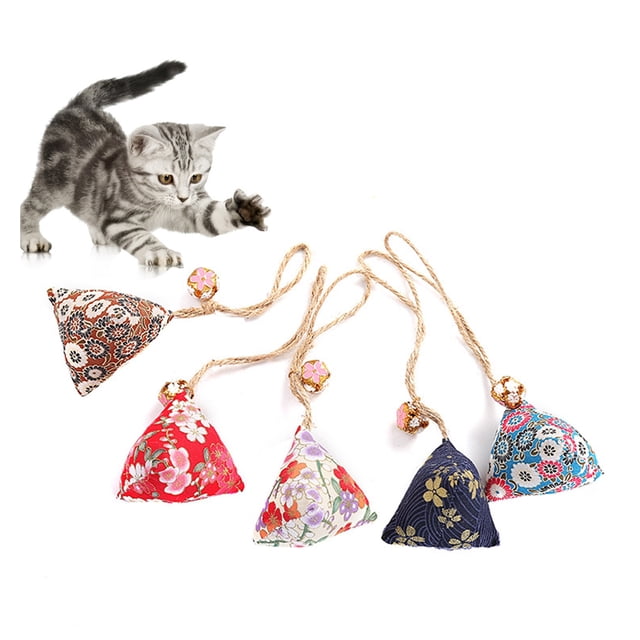 5PCS Chew Toy Floral Pattern Bell Hanging Cat Bite Toy Pet Chew Toy Catnip Toy