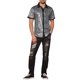 thumbnail image 2 of Camisas metálicas INSPIRE CHIC para hombres, camisa de botones de manga corta de color contrastante, plata 2XL, 2 of 5