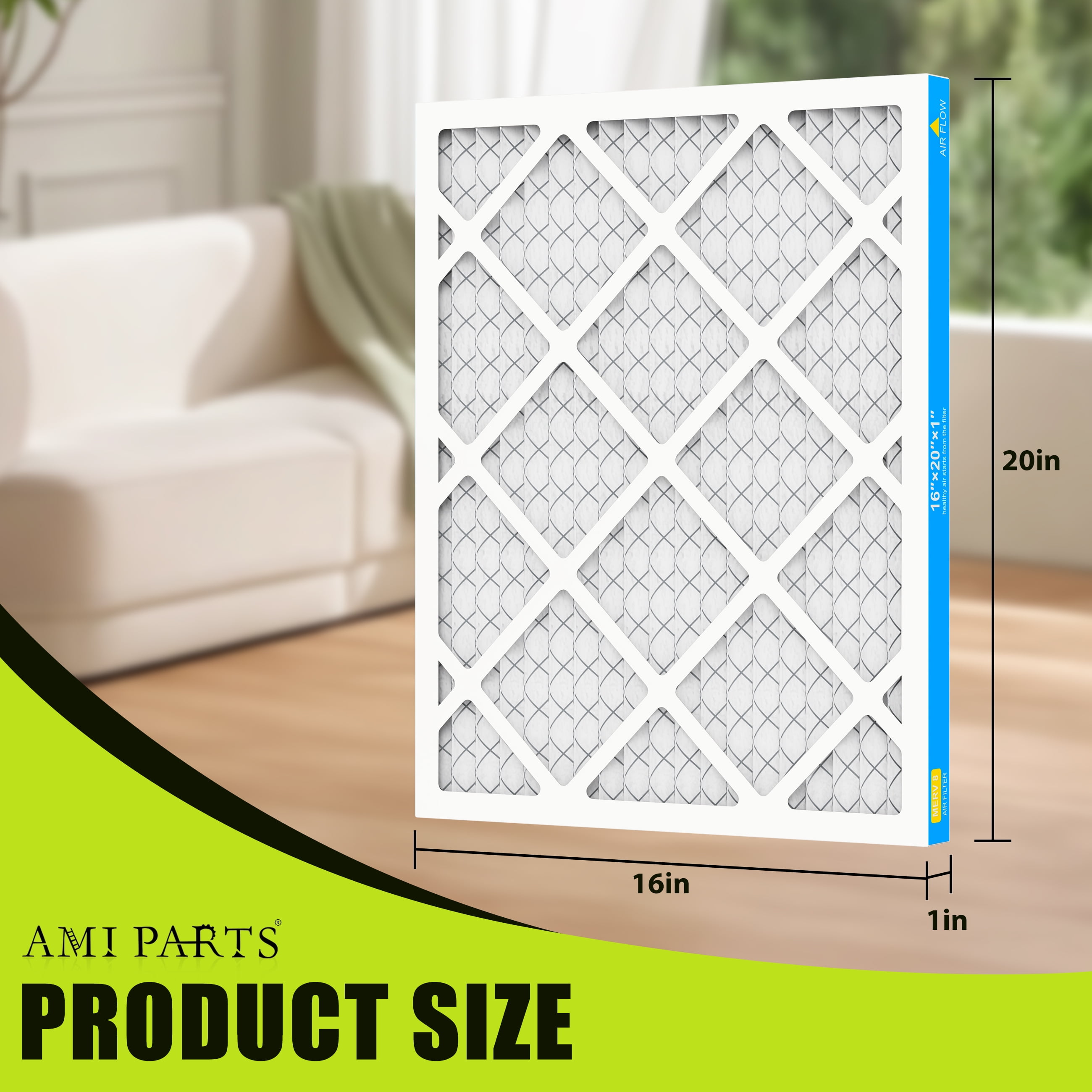 AMI PARTS MERV8 16x20x1 Furnace Air HVAC Filter for Dust Reduction,6 Filters