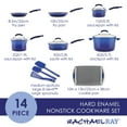thumbnail image 3 of Rachael Ray 14 Piece Hard Porcelain Enamel Nonstick Pots and Pans Sets, Blue, 3 of 13