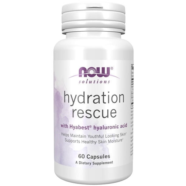 Cápsulas Vegetales NOW Solutions Marrón con Ácido Hialurónico para Hidratación de la Piel