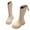 Beige, variant on Girls Knee High Riding Boots PU Leather Long Boot Kids Low Flat Heel Shoes Platform Sole Boots Back Zip Round Toe Boot Lightweight Outdoor Shoes Biker Booties Cowgirl Cowboy Footwear