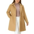 thumbnail image 1 of Abrigos de invierno para mujeres de tallas grandes Agnes Orinda, abrigo elegante de trench con solapa y un solo botón, largo con bolsillo, 2X caqui, 1 of 6