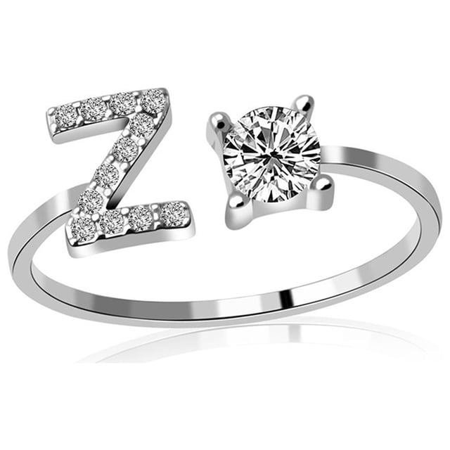 EGNMCR Rings Exquisite Fashion 26 English Alphabet Style Letter Fashion Copper Fashion ring