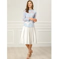 thumbnail image 3 of Blusa Floral Cuello Volantes Encaje Ganchillo Rosado azul T M, 3 of 6