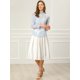 thumbnail image 3 of Blusa Floral Cuello Volantes Encaje Ganchillo Rosado azul T M, 3 of 6