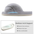 thumbnail image 5 of Litfun Women's Fuzzy Slippers Plush Cross Band Open Toe House Thick Sole Slippers, Grey, Size 8.5-9.5, 5 of 7