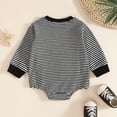 thumbnail image 3 of Sopiago Newborn Boy Clothes Striped Onesie Long Sleeve Truck/Excavator Embroidery Outfits Infant Baby Boys Fall Winter Romper Bodysuit（Black,6-12 Months）, 3 of 7