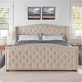 thumbnail image 2 of Maklaine Modern Hardwood Tufted Wingback King Bed in Sky Neutral, 2 of 16