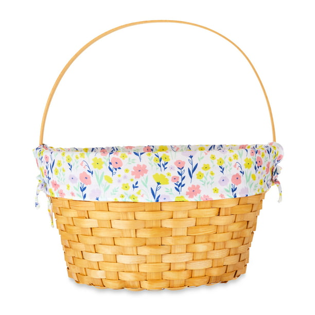 Way to Celebrate Easter Extra-Large Round Woodchip Basket with Floral ...