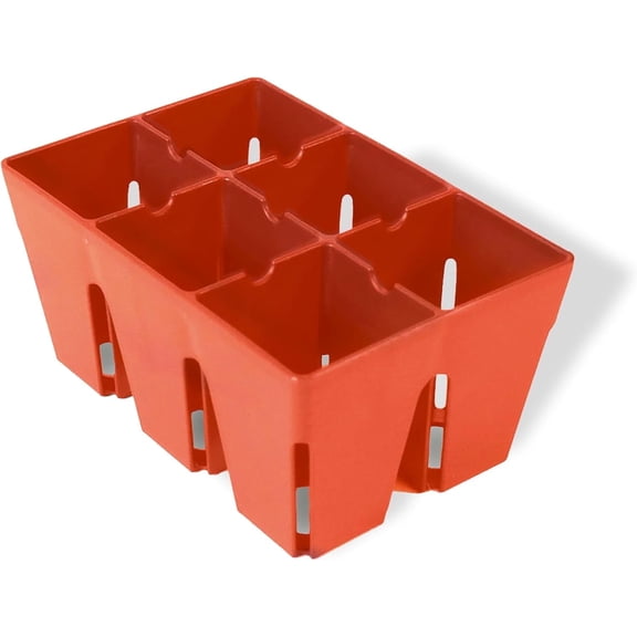 Epic Gardening Reusable Seed Starter Tray, 6 Cell/ 6 Seedling Starter Trays, Easy Watering, Indoor Greenhouse, UV-Treated & BPA-Free, Terracotta, 6-pk
