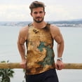 thumbnail image 6 of KLL Antique Map Adventure Scene Print Men's Muscle Gym Workout Stringer Tank Tops Bodybuilding Fitness T-Shirts Tank Tops Men-Large, 6 of 7