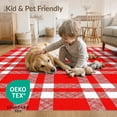 thumbnail image 4 of ODIKA 5'x7' Washable Area Rug Non-Slip, Low Pile, Stain Resistant Plaid Bordered Symmetrical Block Layout Checked Checkered Striped for Guest Room, Lounge, Apartment, 4 of 7