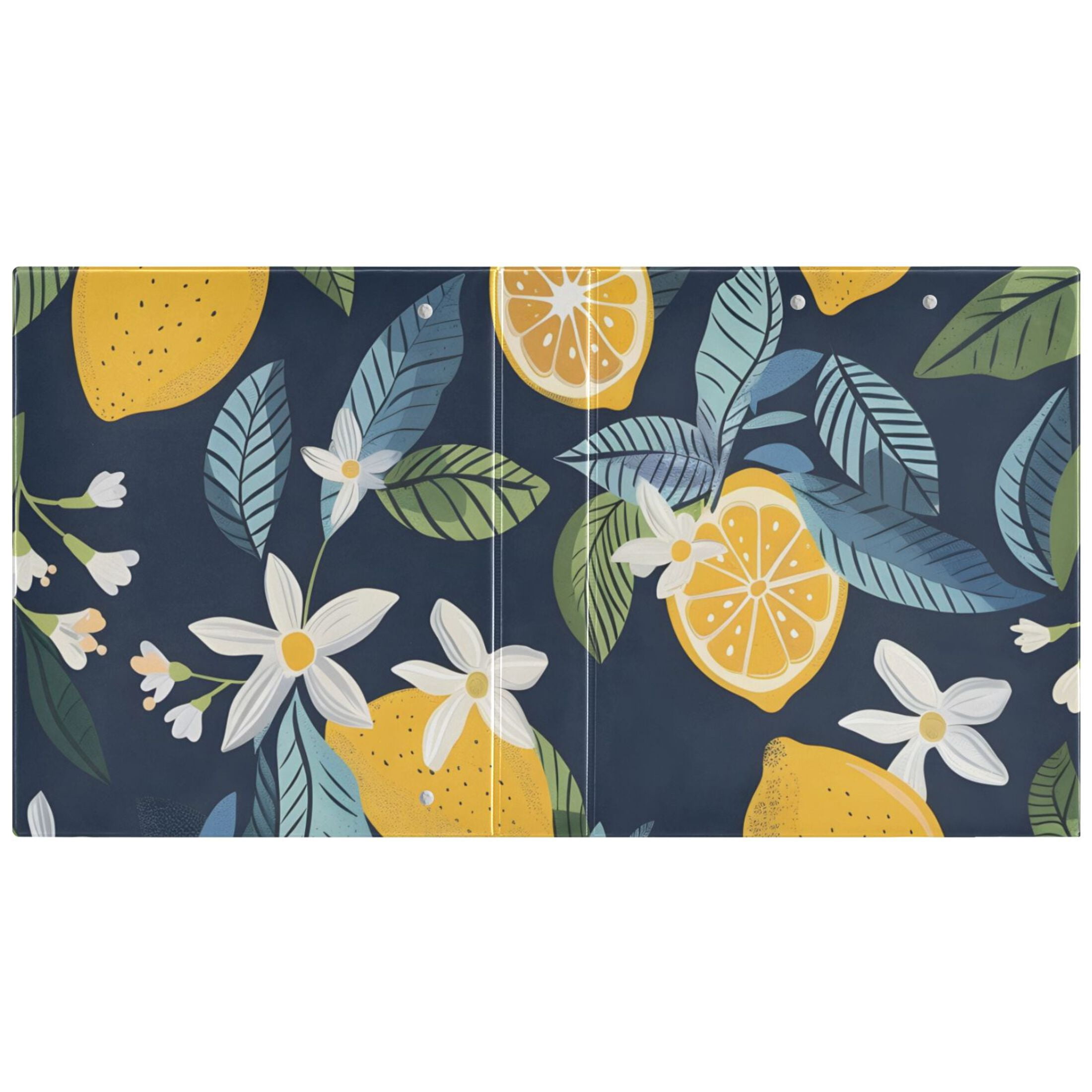Lemon Fruits Lemon Blooms 3 Ring Binders 1.5 inch Hardcover File Folders with Interior Pockets A4 Size Organizer for School Office Hospital