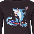 thumbnail image 4 of Inktastic Fourth of July Shark Surfing Long Sleeve Youth T-Shirt, 4 of 5