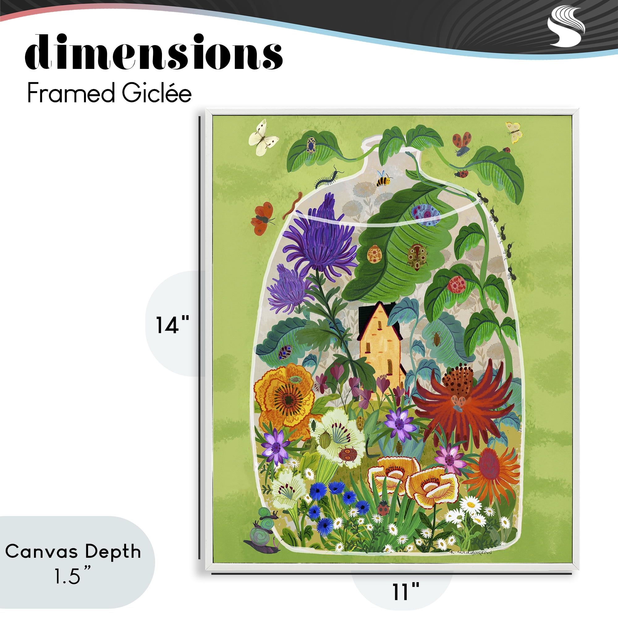 Stupell Industries Terrarium Bug Garden White Framed Giclee Art, design by Kay Widdowson