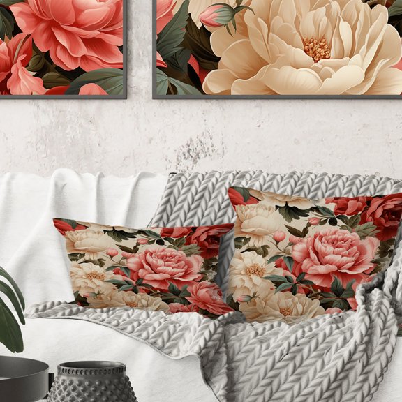 Designart "Timeless Rose Elegance II" Floral Printed Throw Pillow