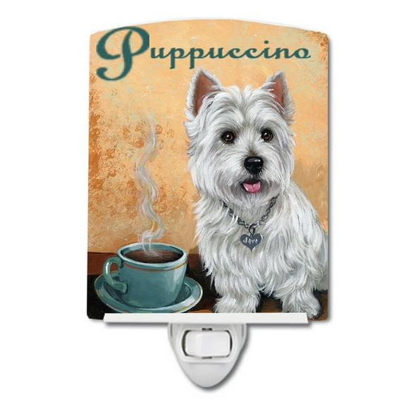 Caroline's Treasures PPP3225CNL Westie Puppuccino Ceramic Night Light, 6x4x3", multicolor