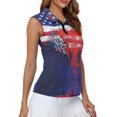 thumbnail image 4 of HUIACONG Retro 250th American Flag Stretchy Women's Sleeveless Golf Shirts, Anti Wrinkle Comfortable Athletic Tank Tops Shirts Half Zip Workout Tank Tops, 4 of 7