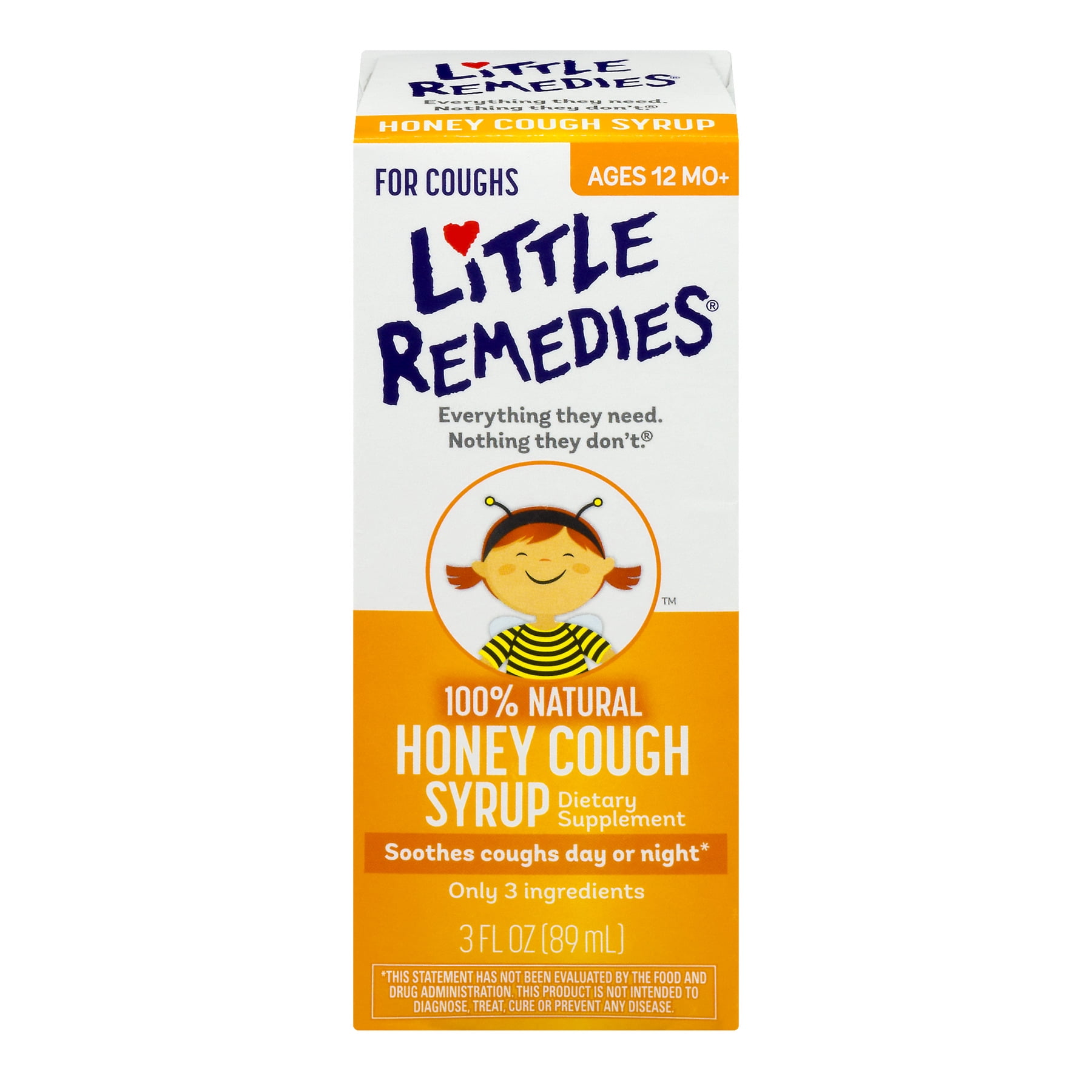 Little Remedies Honey Cough Syrup, 100% Natural, 12 Months+, 3 FL OZ