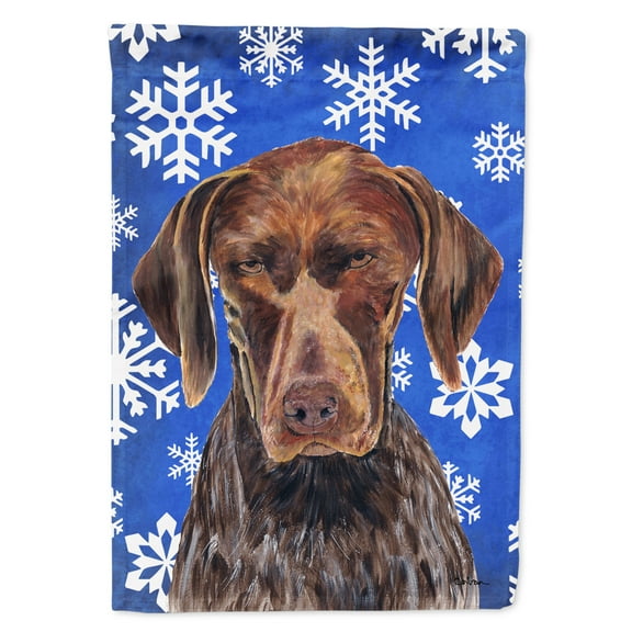 Carolines Treasures SC9395-FLAG-PARENT German Shorthaired Pointer Winter Snowflakes Holiday Flag  multicolor