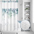 thumbnail image 2 of No Hook Shower Curtain, Turquoise Botanical Shower Curtains for Bathroom with See Through Top Window, Spring Weeping Eucalyptus Leaves Waterproof & Washable Bath Curtain Stand Up Stall 36"x72", 2 of 9