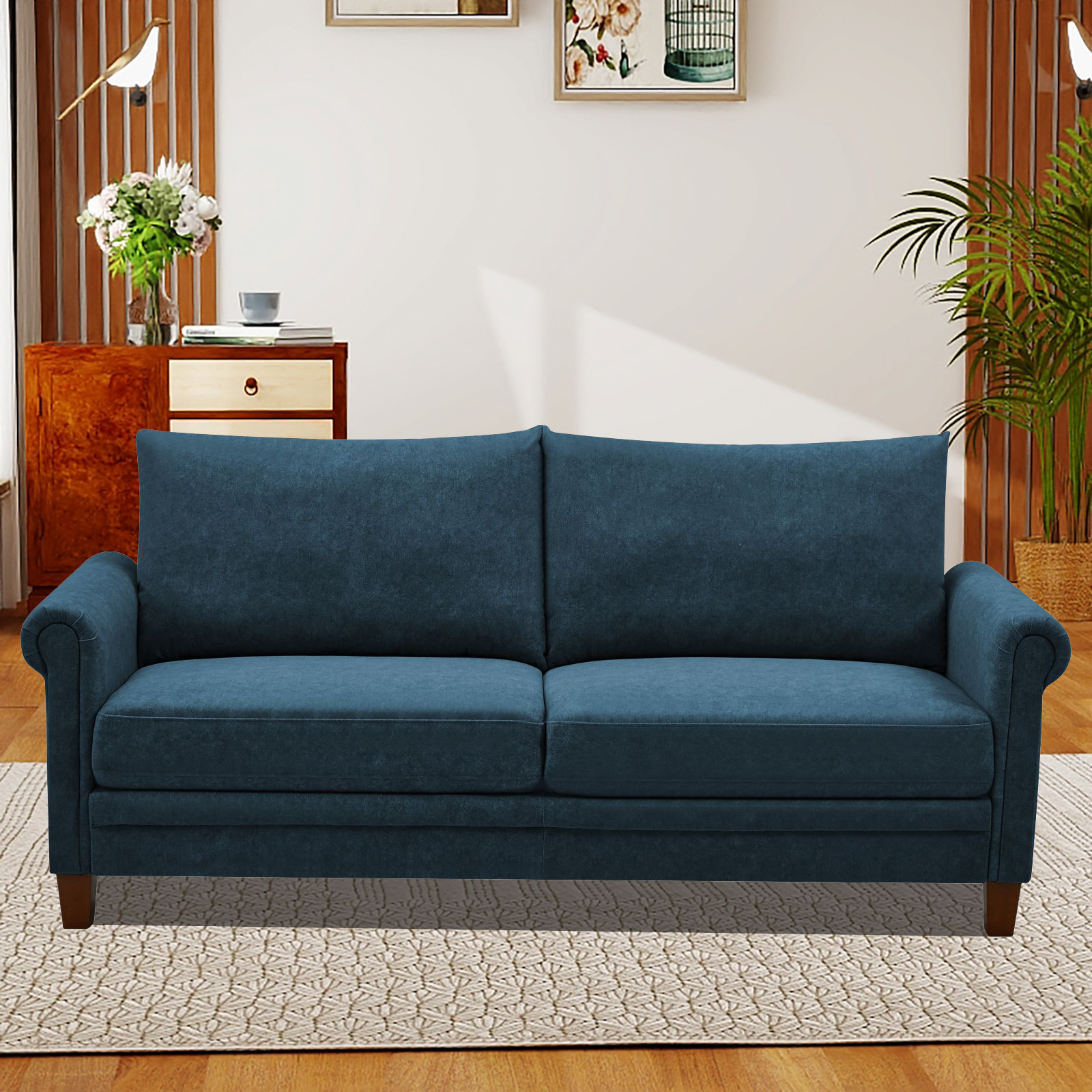 Modern Sofa,With Back Cushions & Rounded Arms Loveseat Sofa,Durable