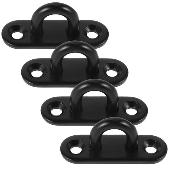 NICEXMAS 4Pcs Heavy Duty Black Stainless Steel Pad Eye Plate Hooks for Home Use