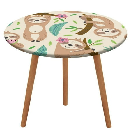 

Bybiment Round Fitted Tablecloth with Elastic Edge Pattern Funny Sloth Tropical Decorative Tablecloth Table Cover 39 Inch