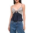 thumbnail image 2 of Women Polka Dot Print Tank Top Lace Trim Bralette Spaghetti Strap Y2k Camisole Blue XL, 2 of 9