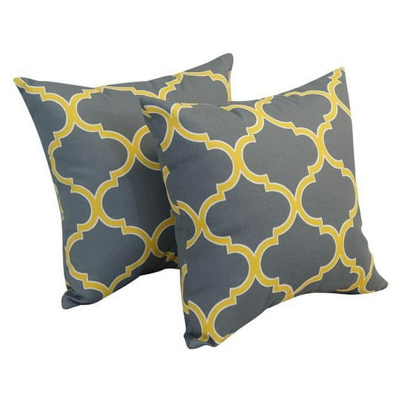 Blazing Needles 9910-S2-OD-151 17 in. Square Polyester Outdoor Throw Pillows, Irondaze Sterling - Set of 2