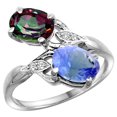 thumbnail image 1 of 14k White Gold Diamond Natural Mystic Topaz & Tanzanite 2-stone Ring Oval 8x6mm, size 5, 1 of 1