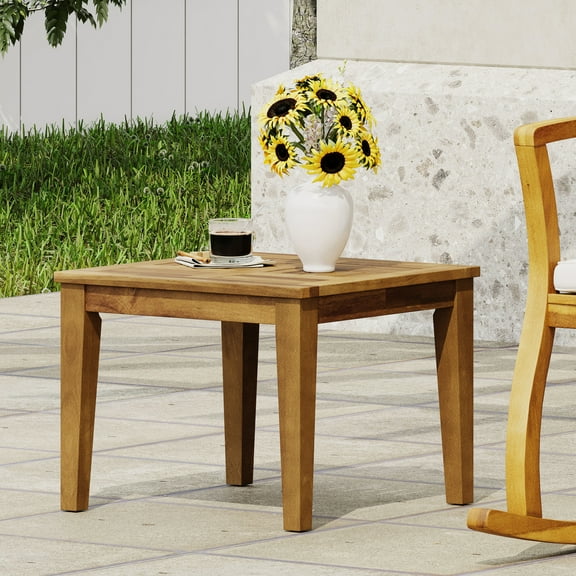 Natural Wood Outdoor Table - 20" W X D 15.54" H, Build Side Withstands Challenges, 20"x20"x15.54",