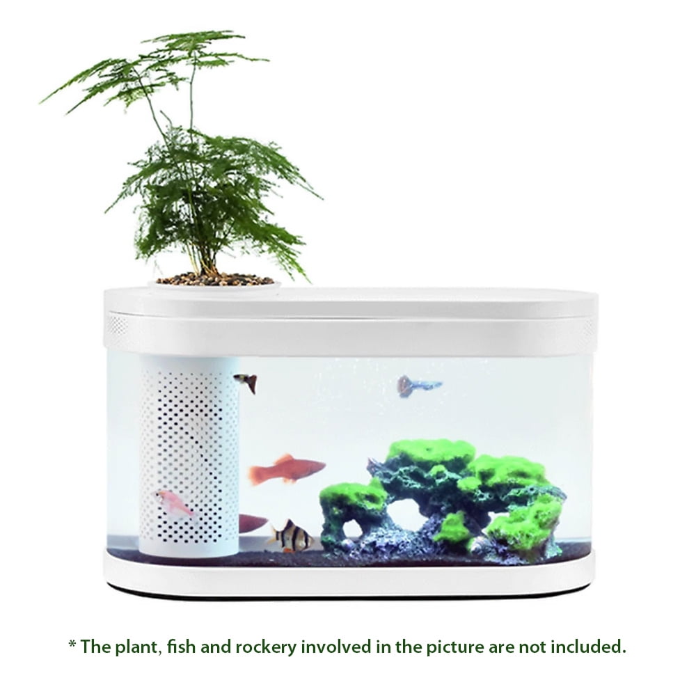 Desgeo Ecological Goldfish Tank Living Room Home Desktop Small Symbiosis System Flower Muzy Lazy Aquarium Led Colorful Fish Box With Oxygen Filter Pump Set Walmart Com Walmart Com