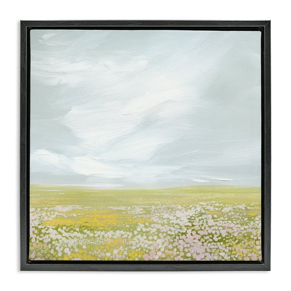 Stupell Industries Endless Spring Meadow Landscape & Nature Painting Black Floater Framed Canvas Art Print Wall Art, 18 x 18