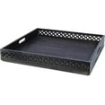 thumbnail image 4 of Decorative Wooden Ottoman Tray with Handles (Blackwash) - "Trellis" Farmhouse Tray for Coffee Table, Wood Serving Tray for Breakfast in Bed, Mango Wood Decorative Tray with Felt Pads, 19"x19"x2.5", 4 of 7
