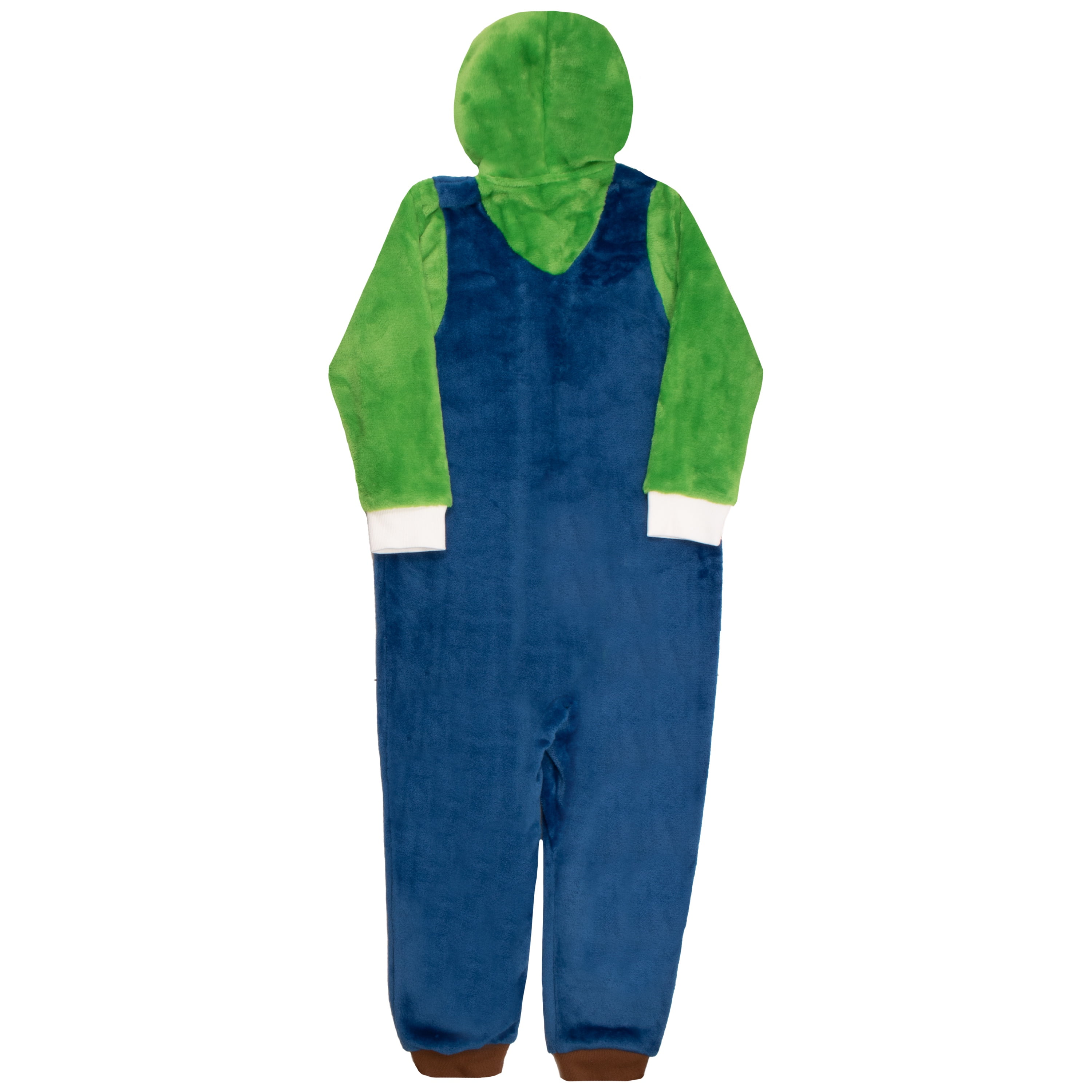 Nintendo Super Mario Brothers Boys Long Sleeve Onesie Zip Coverall with Hoodie Mario & Luigi Cosplay Zip Up Onesie (Size 4-16)